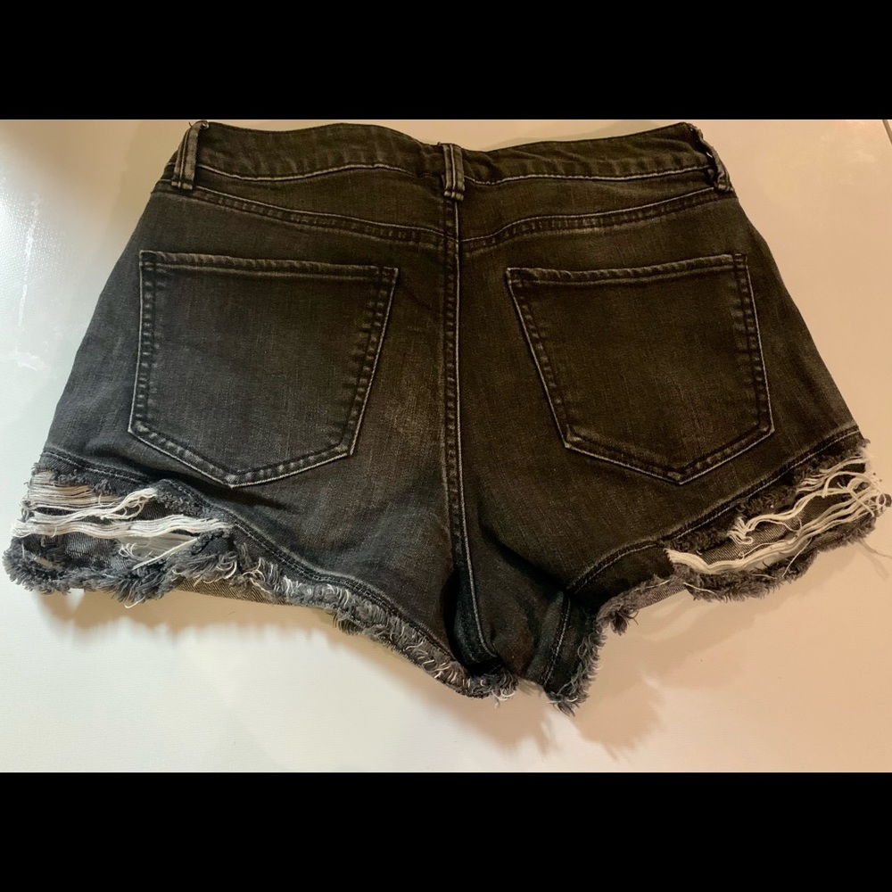 Used Black Distressed High Rise Shorts. - Picture 3 of 5